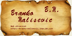 Branko Mališević vizit kartica